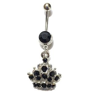 Black Princess Crown Navel Ring 316L Belly Button